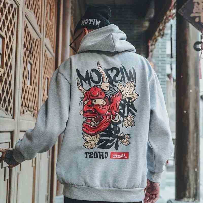 

Fashion Cool Hip Hop Hoodies Japanese Streetwear Casual Sweatshirts Men Women Unisex Loose Pullover Oversized Devil Hoodie Male