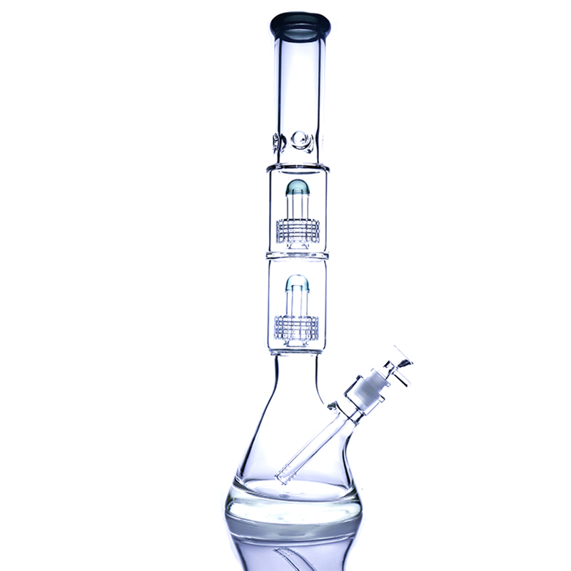 

Double Stereo Matrix Birdcage Hookahs Bongs beaker thick base design bubblers oil rigs water pipe dab rig hookah with 14mm female joint