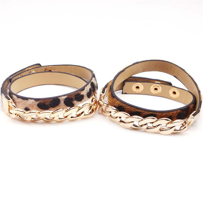 

Beaded, Strands Women's Bracelet On Hand Simple Fashion Vintage Jewelry And Accessories Metal Chain Leopard Style