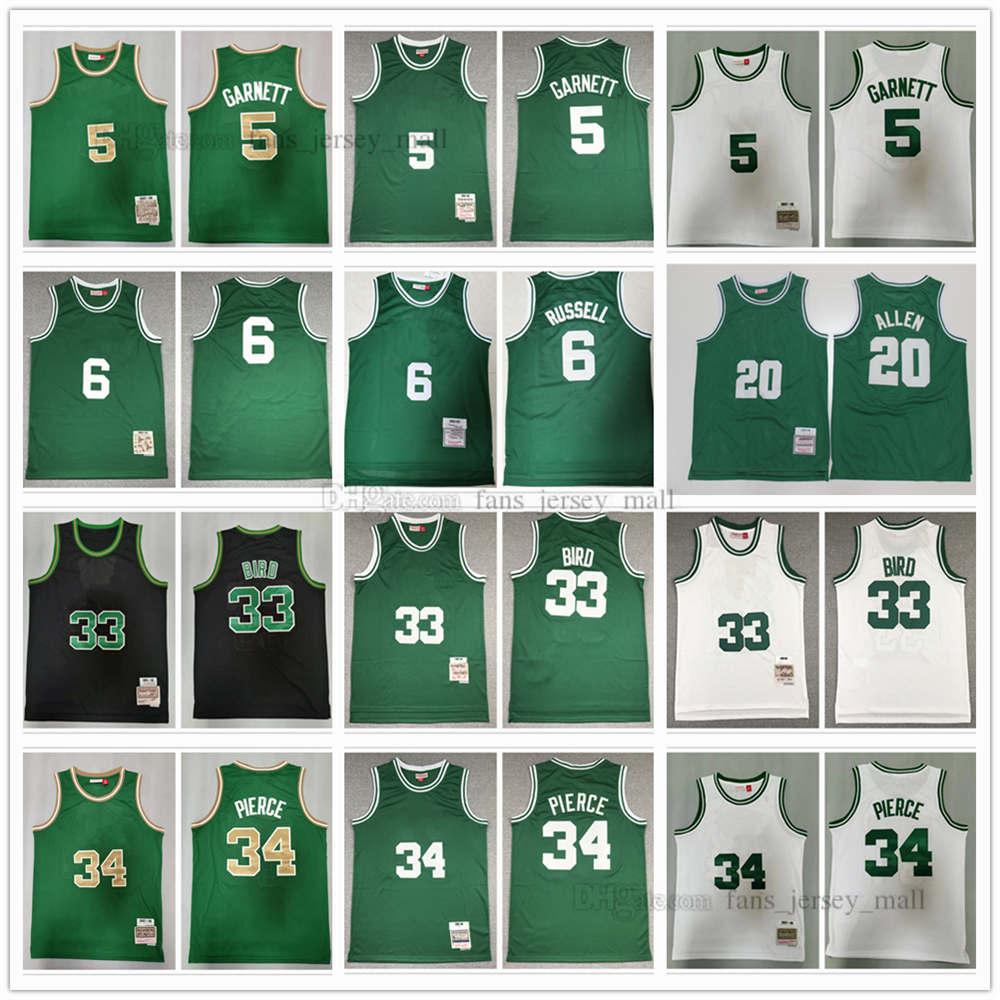 

Retro Basketball Jersey Kevin 5 Garnett Jerseys Bill 6 Russell Ray 20 Allen Larry 33 Bird Paul 34 Pierce Colour Green White Black Stitched Mitchell&Ness 1998-09 2007-08, Same as picture