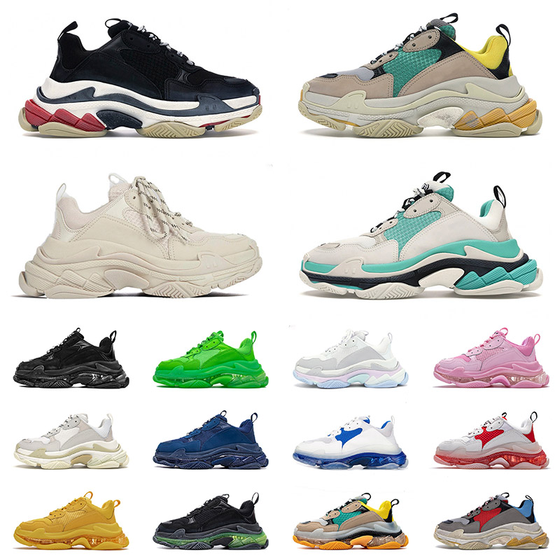

Outdoor Jogging Sneakers For Mens Women Designer Triple S Shoes Platform Vintage Clear Sole Crystal Black White Beige Green Paris 17FW Luxury Traienrs 36-45, D37 36-40 clear sole white green pink