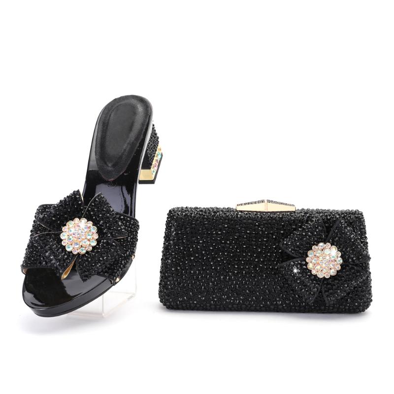 

Slippers Shoes Golden High Heels And Bag Set High-heeled African Italian Women's Matching, Gold set