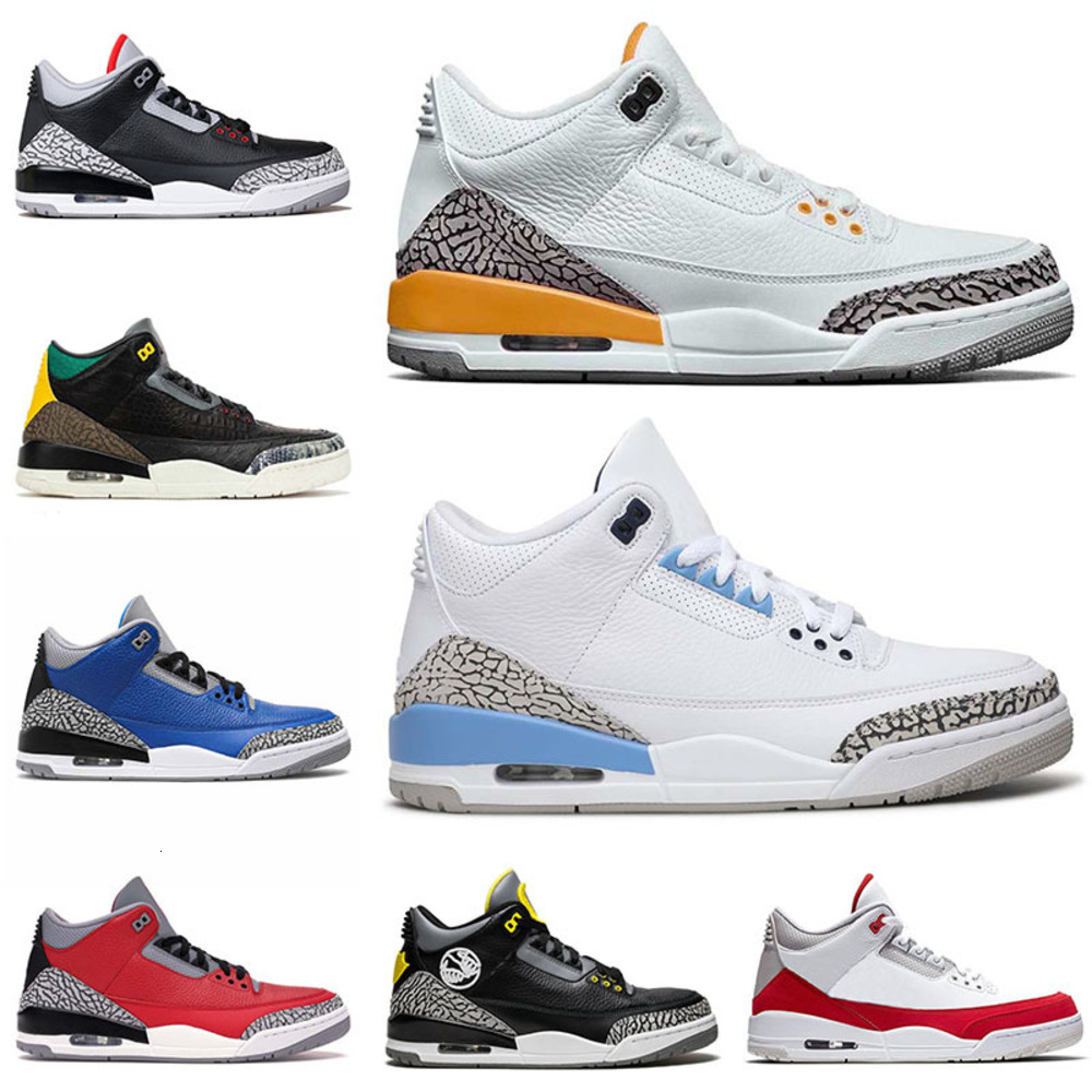 

NEW 2022 Jumpman 3 Laser Orange UNC 3 3s retro Mens Basketball Shoes Animal Instinct University Red Black Cement mens Trainers, Box