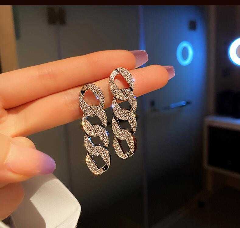 

Long flashing diamond chain earrings 2021 women's new fashion earrings GC297