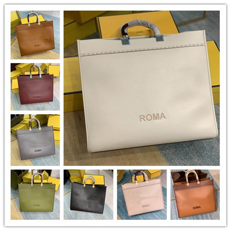 

designer Luxury Totes sunshine shopper bag brown women roma handbag Best Quality medium calf leather size:40*20*35 cm