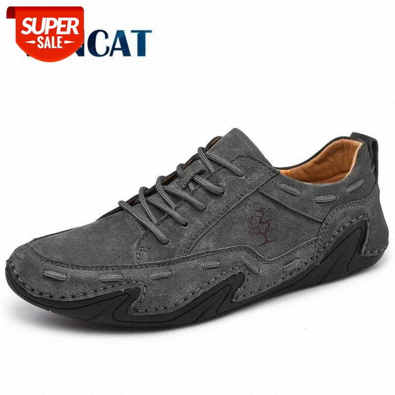 

New Men's Flat Casual Shoes Handmade Genuine Leather Men's Shoes Comfortable Loafers Breathable Moccasins Outdoor Men Sneakers #mI3x