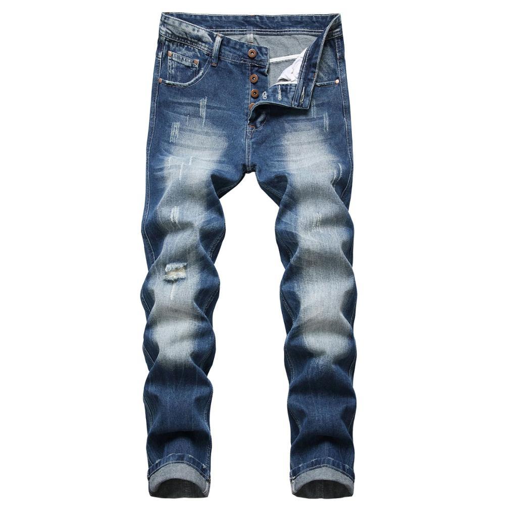 

2021 New Autumn Spring Men's Ripped Streetwear Hip Hop Punk Stretch Bike Jeans Trendy Holes Straight Denim Trouers M7fk, No belt 9822