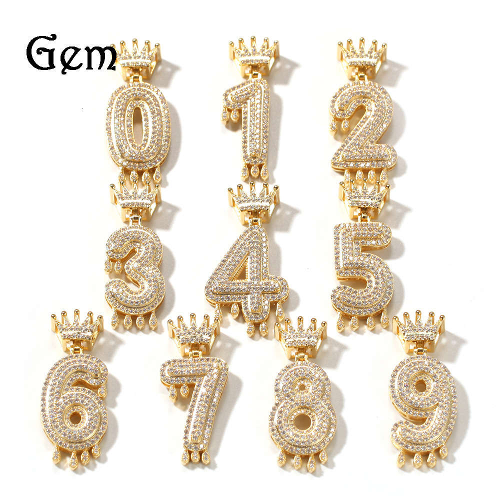 

Digital crown digital water drop Zircon Pendant personality alphanumeric hip hop Pendant