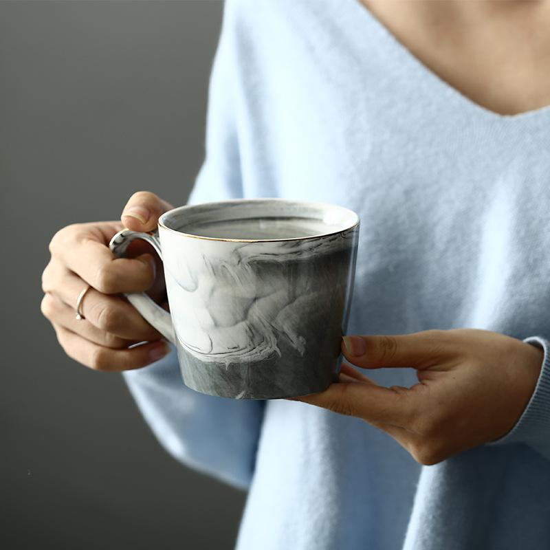 

Mugs Nordic Marbled Ceramic Cup Coffee Teacup Milk Tea Color Mug Couple Travel Cups And Gift