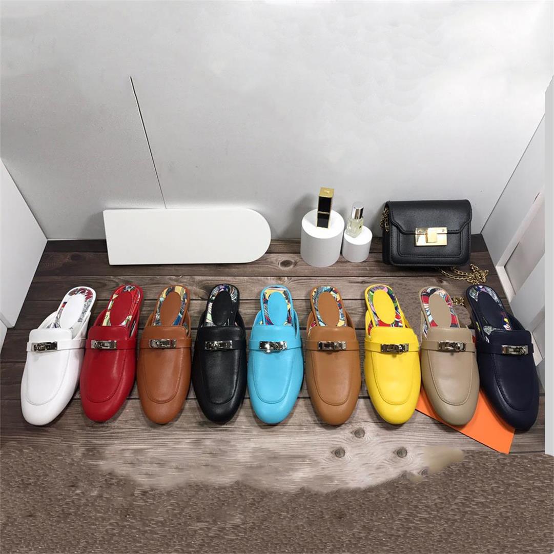 

Designer Women Slippers Genuine Leather OZ Mules Sandals Princetown Kelly Metal Chain Shoe Loafers Outdoor Crocodile Skin lady Slipper Box Dustbag, Color1