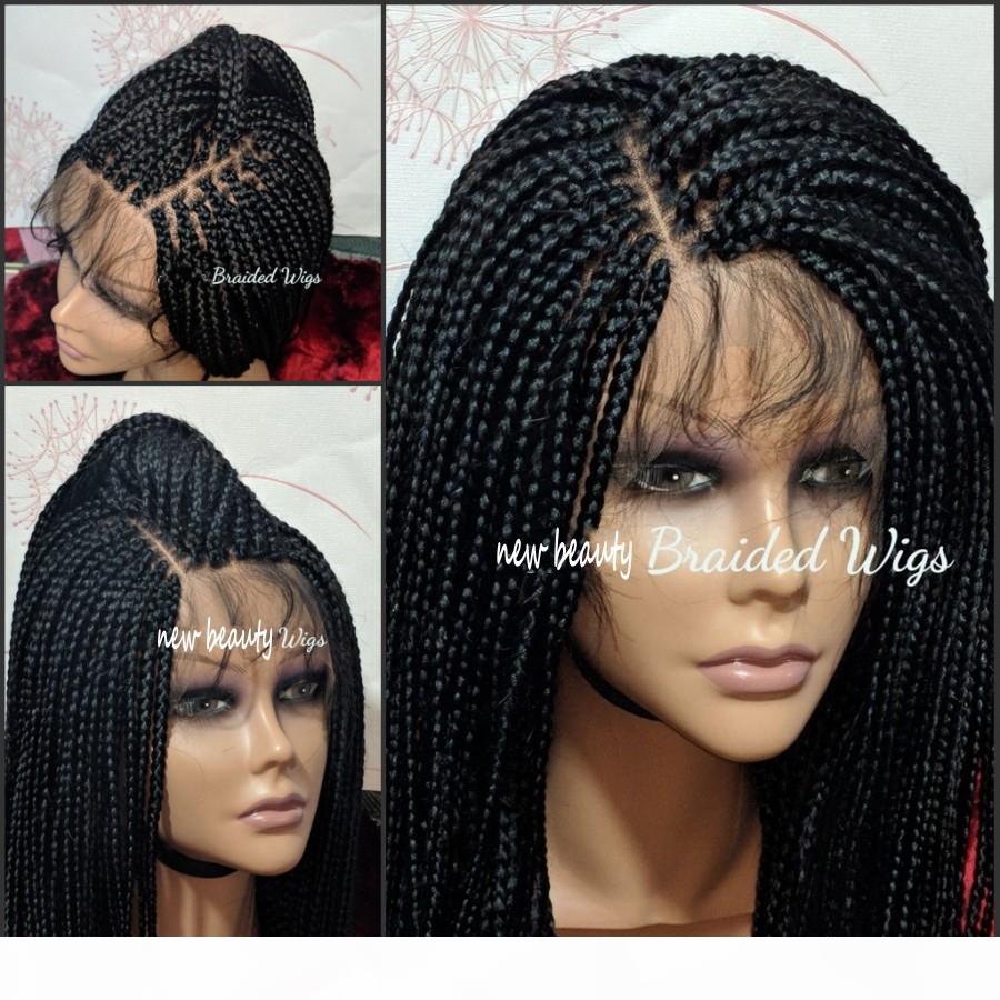 

Free Part Box Braids Wig black brown blonde red brazilian full lace front Wig Jumbo braids synthetic wig Baby Hair Heat Resistant