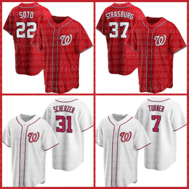 

Washington 22 Juan Soto Nationals Jerseys Baseball Max Scherzer Trea Turner Carter Kieboom Josh Bell Starlin Castro Kyle Schwarber Custom, Custom retro men jersey