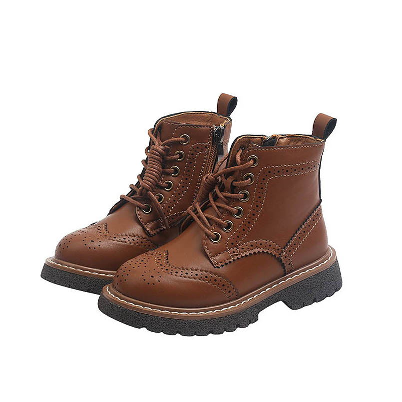 

Girls Boots Kids Shoes Boys Footwear Childrens Short Boot Autumn Winter Moccasins Soft Leather Shoe B8672, Black