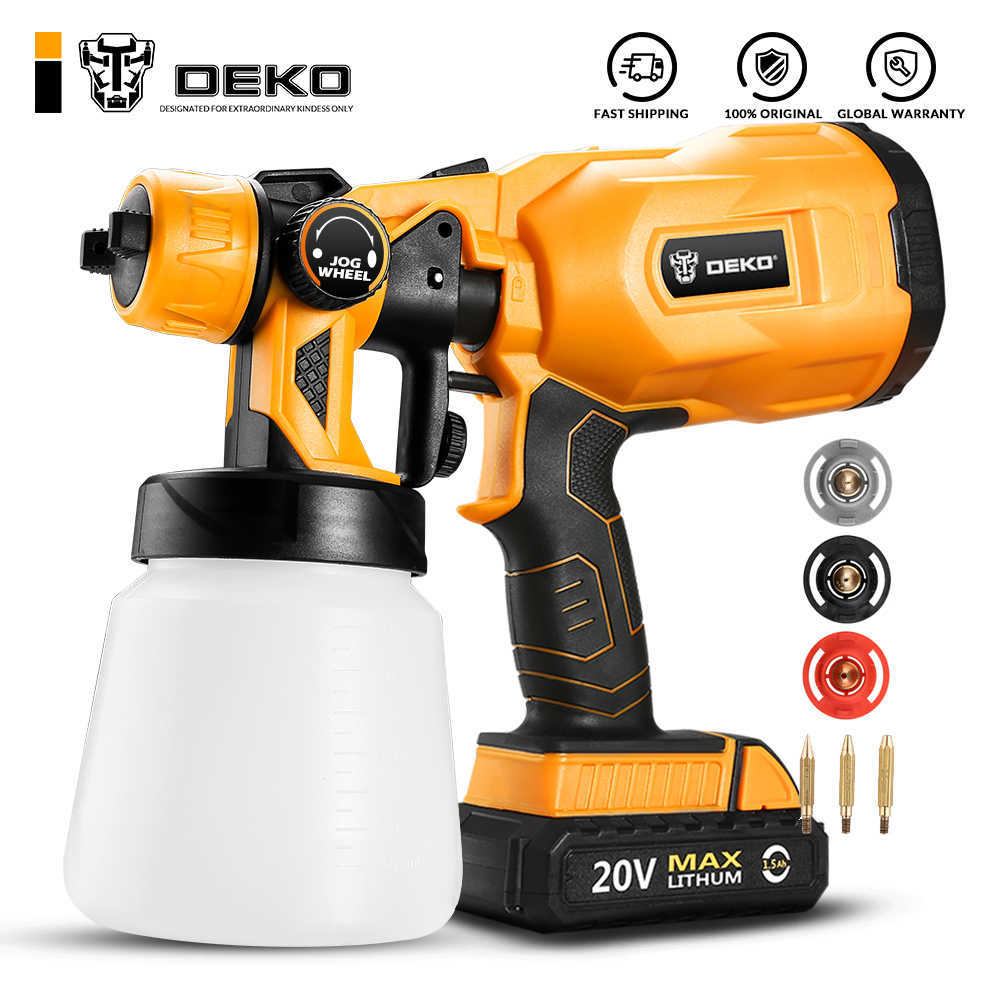 

Cordless Spray Gun, 800ml HVLP Household Paint Sprayer, 3 Nozzle Sizes,20V DC Li-ion Battery High Power ,DKSG20K2 210719