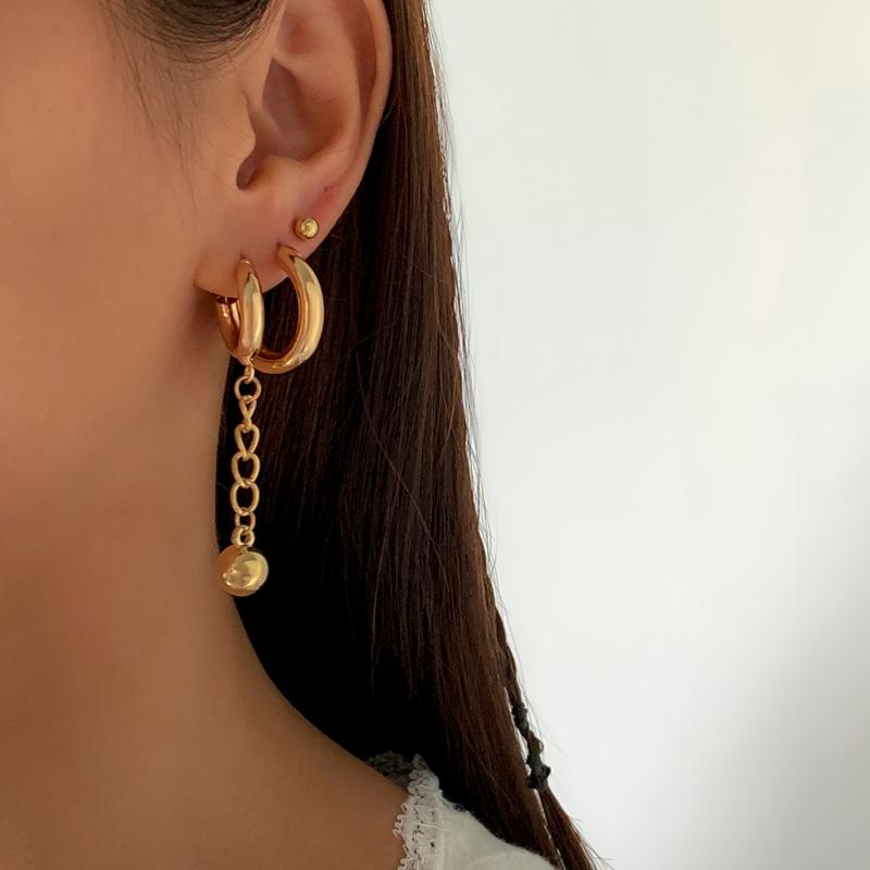 

Dangle & Chandelier IngeSight.Z 3Pcs/Set Gold Color Ball Pendant Long Drop Earrings For Women Geometric Ear Piercing Jewelry Party