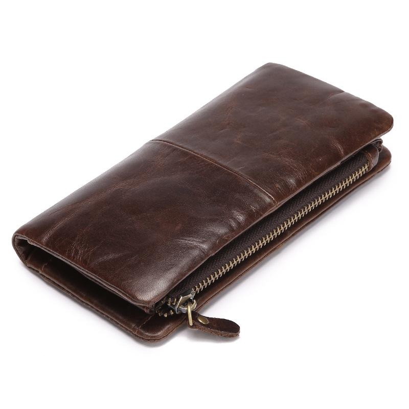 

Wallets 2021 Fashion Original Male Genuine Leather Large Capacity Designer Checkbook Organizer Travel Card Case Wallet Purse For Men, Coffee