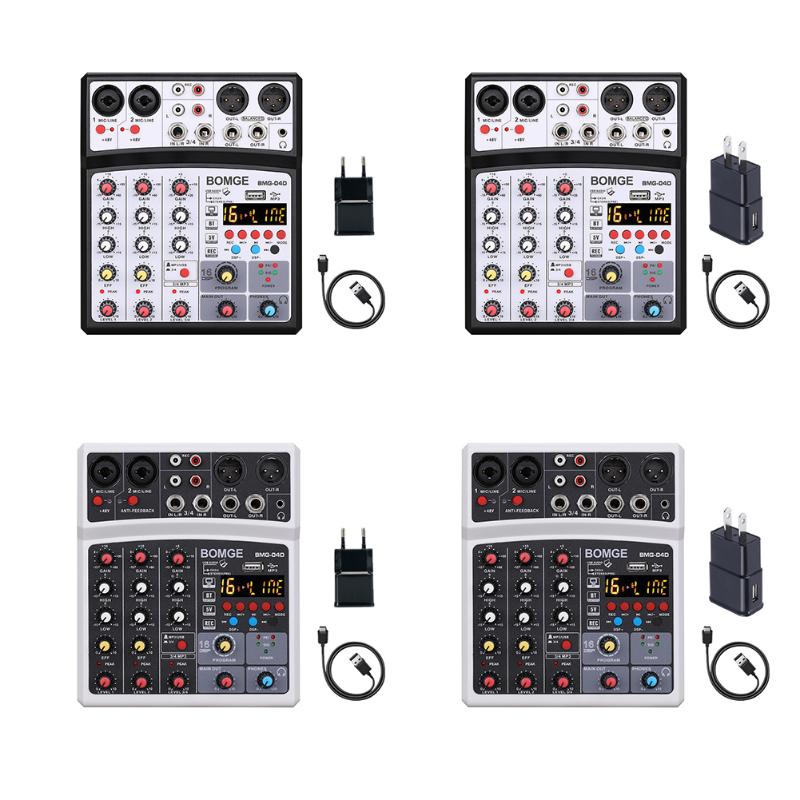 

Smart Power Plugs Wireless Audio Mixer Bluetooth-Compatible Portable USB Sound Card Live Broadcast Equipment Set Anchor 4 Channel