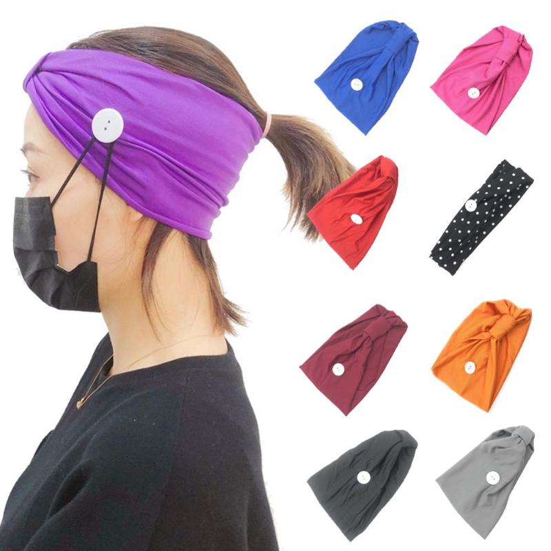 

Hair Clips & Barrettes Fashion Running Yoga Button Print Headband Women Anti-tight Ears Turban Sports Mask Accessories Female Wide Elastic H, Golden;silver