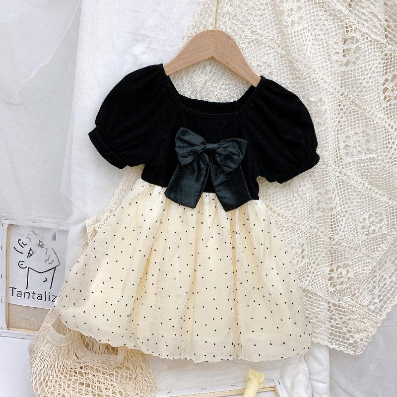 

Girl's Dresses Girls Princess Sweet 2021 Summer Children's Cute Bow Clothes Patchwork Polka Dot Vestidos Kids Baby Party Costumes, Am0213