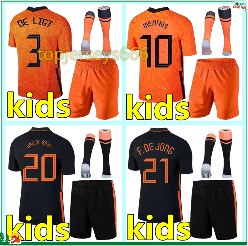 

2021 MEMPHIS kids football kits 20 21 kinderen DE JONG DE LIGT PROMES VAN DIJK VAN DE BEEK football jersey kids kit, Black