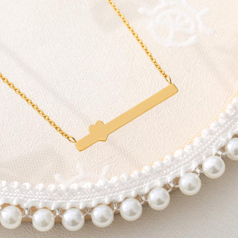 Pendant Necklaces Minimalist Bar Heart Necklace Stainless Steel Choker Jewelry Elegant Female Lady Party Chic Statement-image-709311809