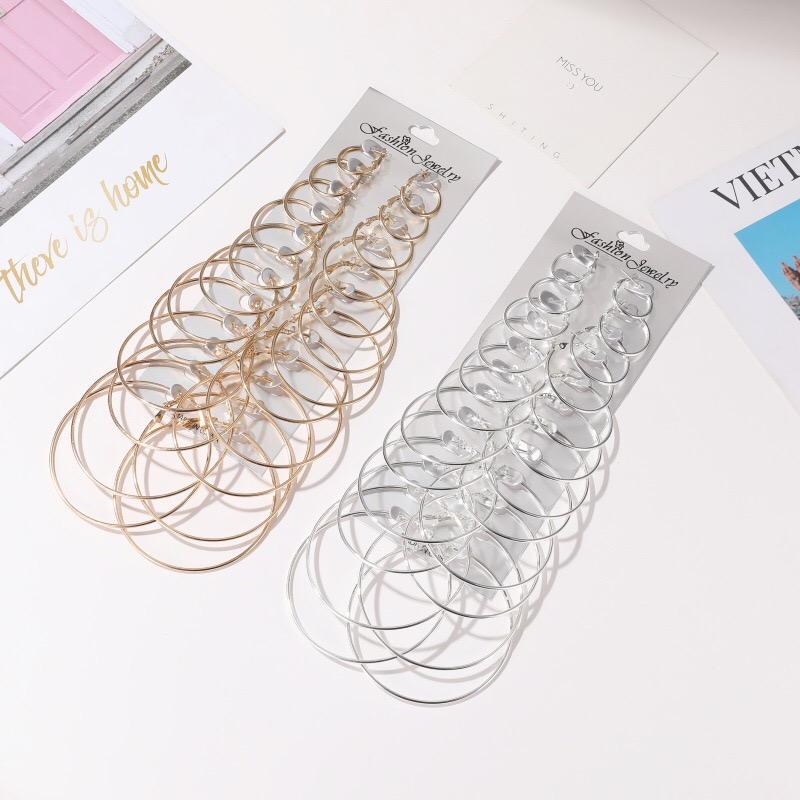 

Hoop & Huggie Fashion Exaggerated Rounf Earring Set For Women Jewelry Goth Earrings Piercing Clip-on Pendants Punk Earings Stud