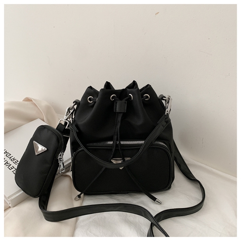 

2020 new fashion women's versatile One Shoulder Messenger Bag Korean hand canvas bucket bag binding mouth, Yellow