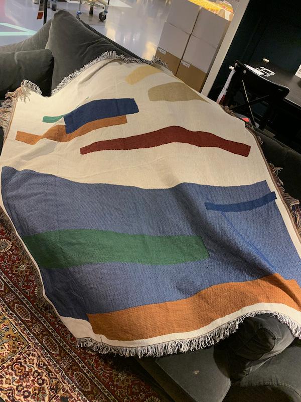 

Color Geometric Pattern Sofa Throw Blanket with Fringe Notes Abstract Decorative Hanging Tapestry Blankets Rug Ins Home Decor