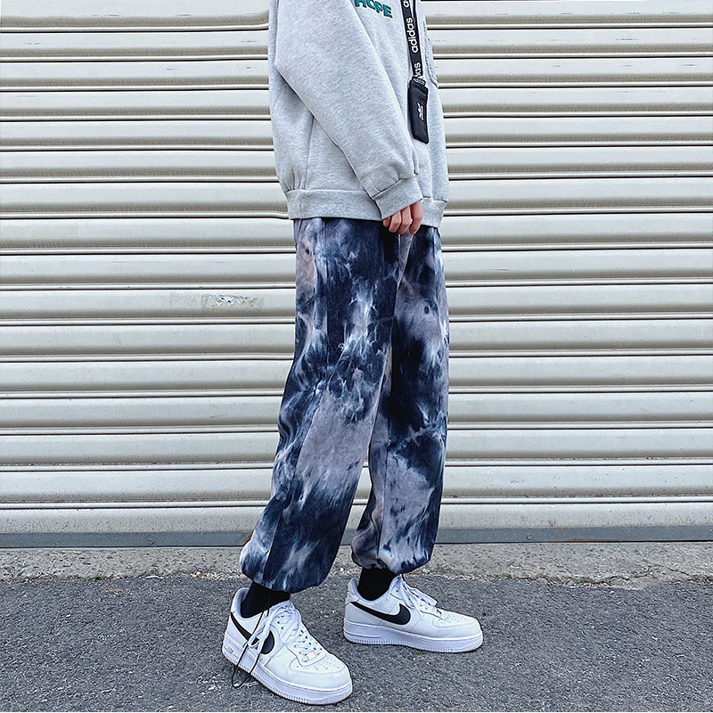 

2021 New Winter Plus Veet Thick Corduroy Men's Warm Fashion Tie-dye Men Streetwear Hip-hop Straight Camo Pants Mens Dn9i, Blue camo