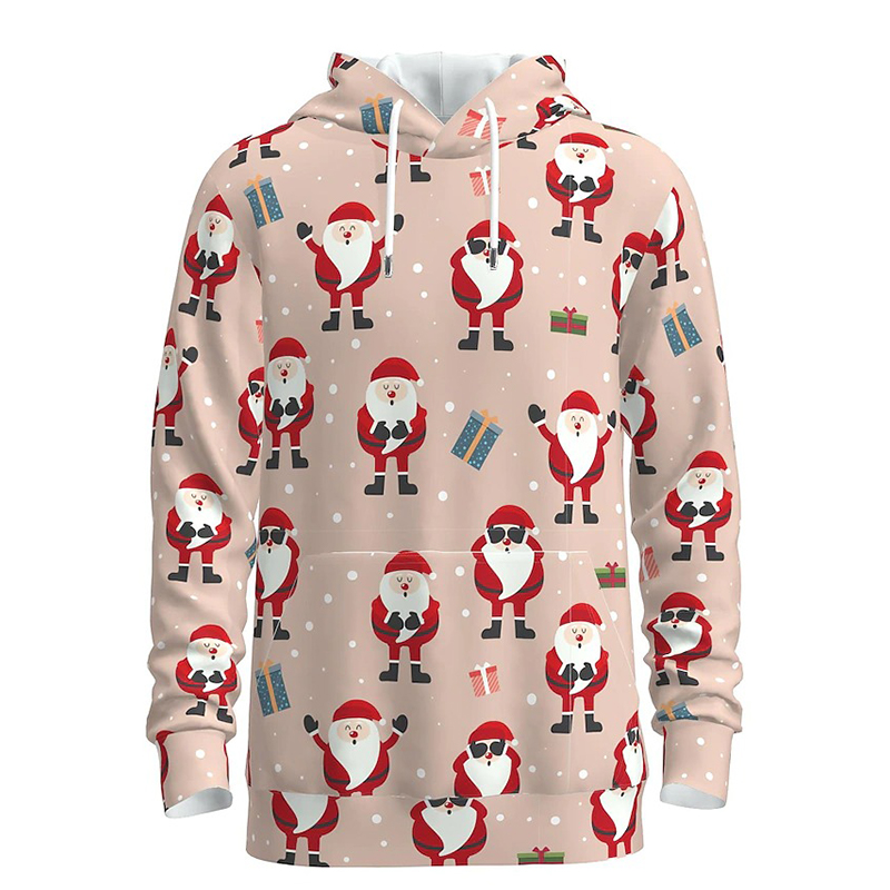 

Christmas cartoon trend hoodie visual impact party top punk gothic round neck high quality sweater hoodie, Black