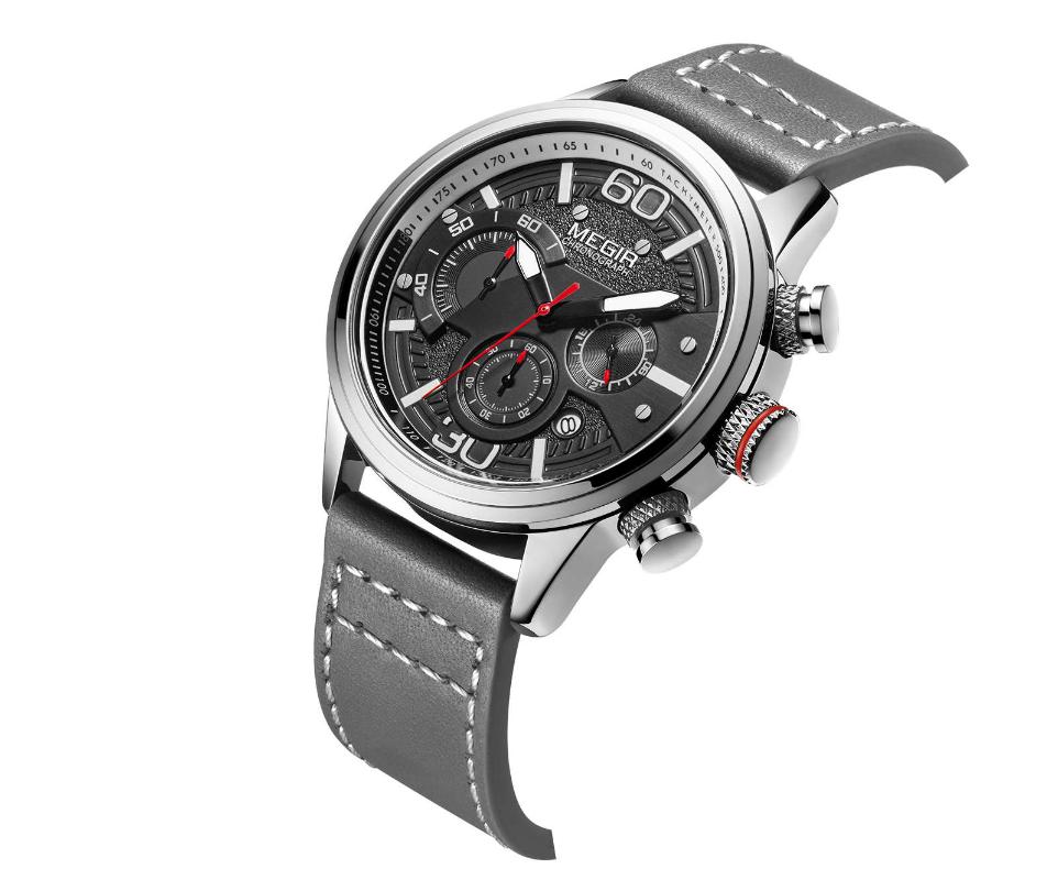 

Wristwatches Top Classic Quartz Men Watches Waterproof Sport Chronograph Casual Genuine Leather Wristwatch Relogio Masculino, Brown