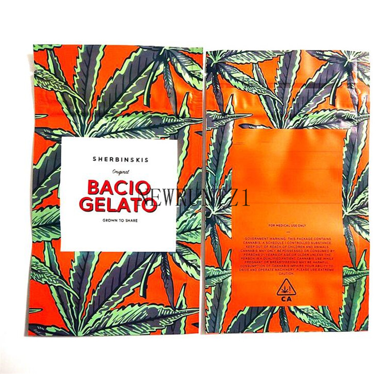 

Sherbinskis Bacio Gelato Peanut Butter Breath Smell Proof Mylar Bags Stand Up Pouch Packaging Bags For Flowers