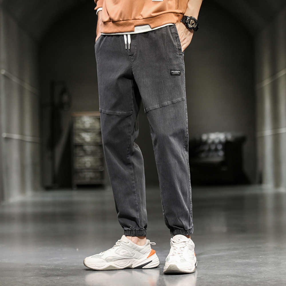 

Casual jeans loose autumn brand work clothes corset Korean fashion Harlan men's pants, Black