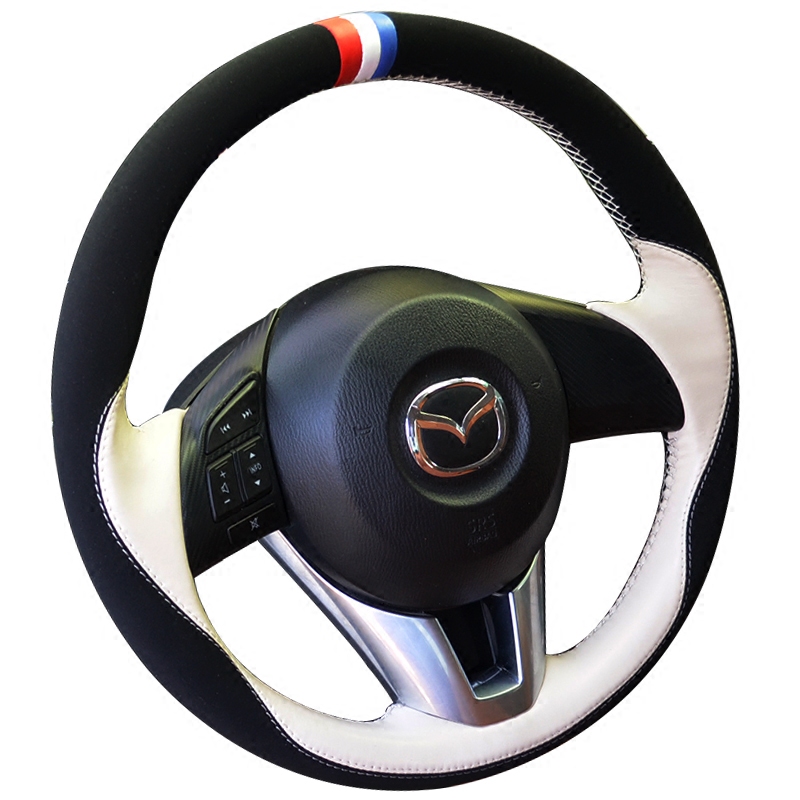 

For Mazda 3/6/20 CX-4 CX-5 atenza 17 onxela DIY custom made leather steering wheel cover car wheel cover