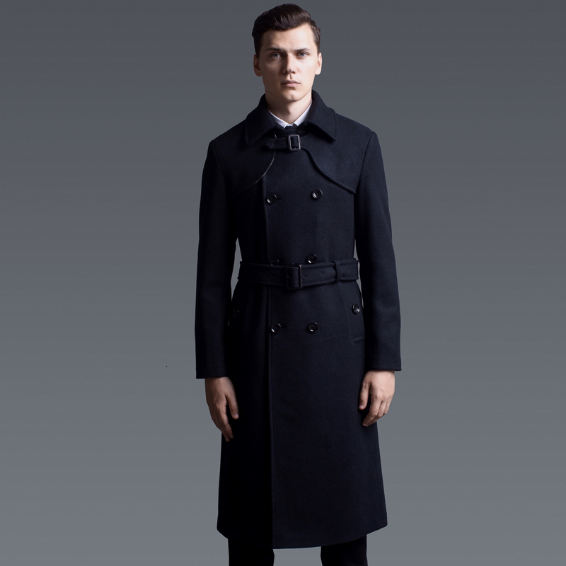 

2021 New Wool Plus Size Long Men's Jackets Army Green Autumn Winter Coats Double-breasted Woolen Coat Manteau Homme Kj252 Ihgx