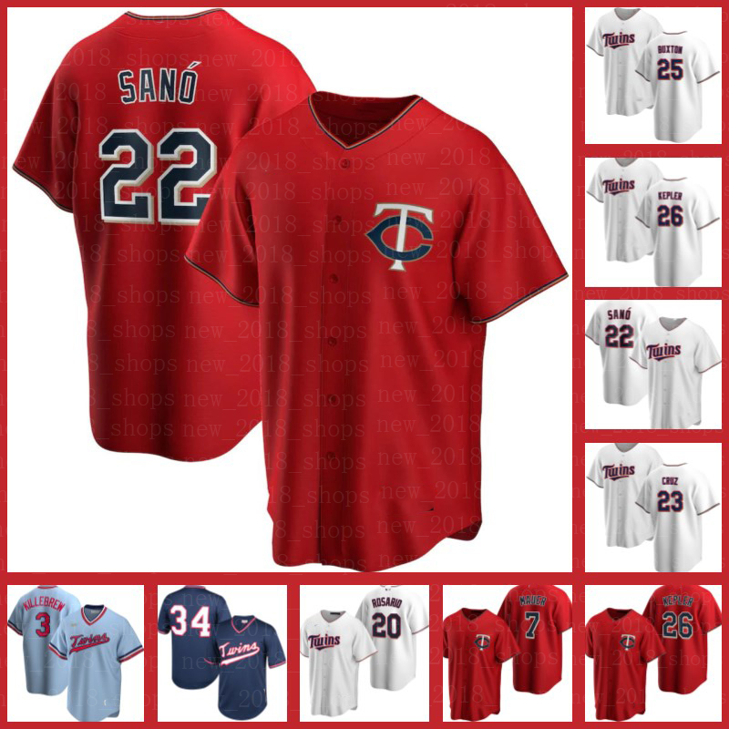 

Minnesota Twins Jerseys 22 Miguel Sano 25 Byron Buxton 11 Jorge Polanco 8 Mitch Garver 18 Kenta Maeda Men 21 Tyler Duffey Baseball, Blue;black
