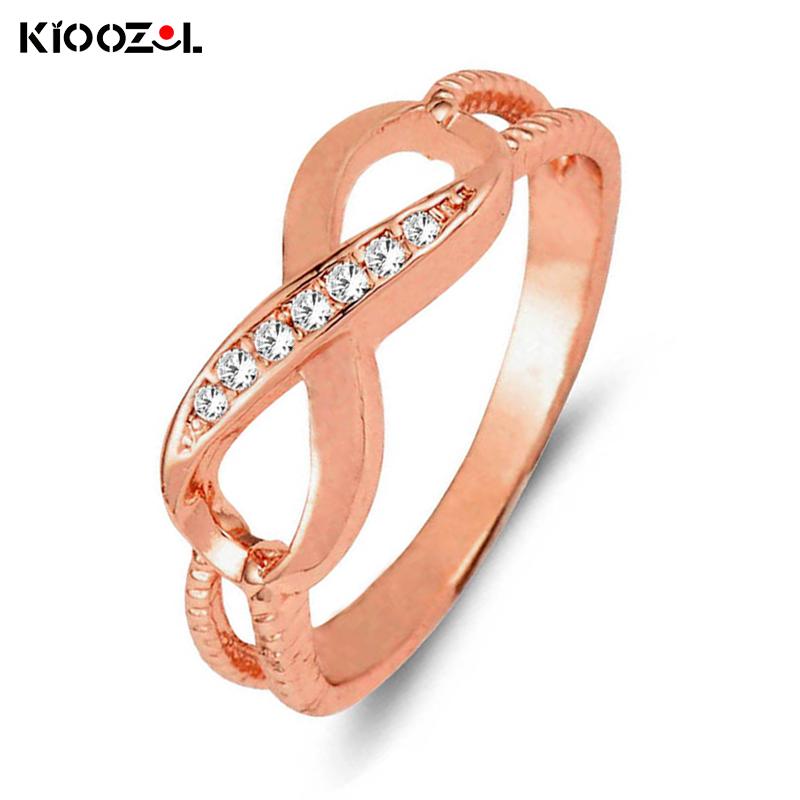 

Wedding Rings KIOOZOL Luxury Bright Crystal Ring Personality Creative Rose Gold Silver Color Women Party Jewelry Gift 373 KO2