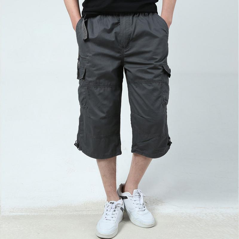 

Running Shorts Men' Tactical Cargo Multi-pocket Cotton Casual Summer Men Clothing Male Sweatpants Joggers Military Cropped Pants, Black