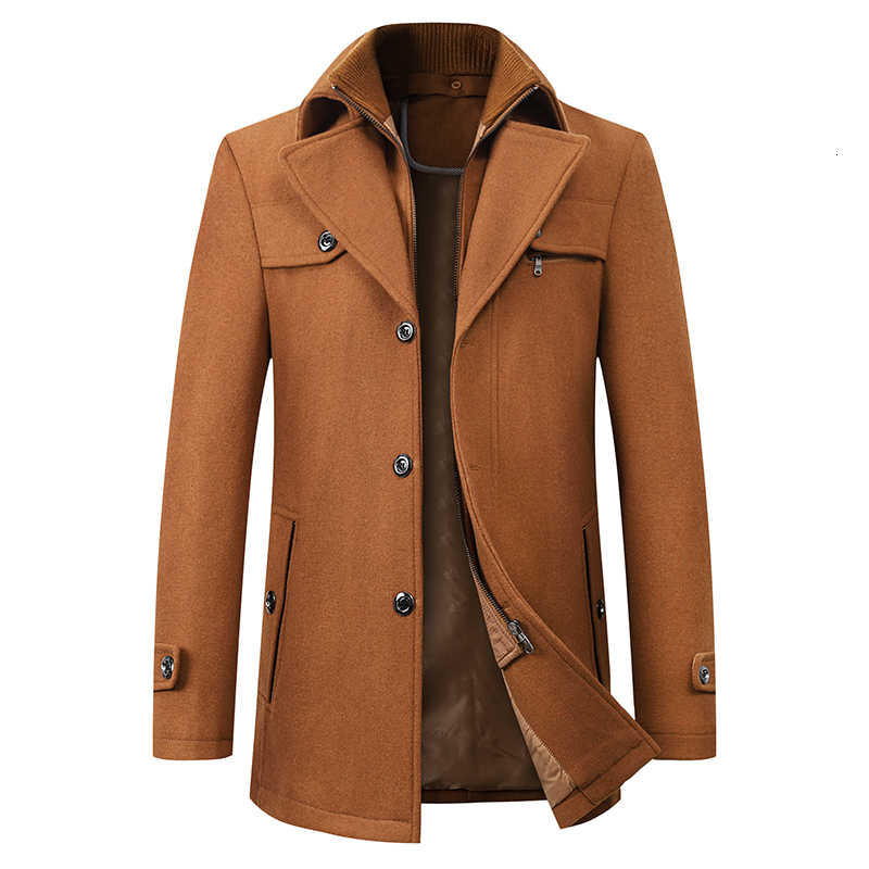 

2021 High Quality Coat Men Overcoats Topcoat Mens Single Breasted Coats Jackets New Arrival Winter Wool Casual Manteau Homme 2cwq, Camel color