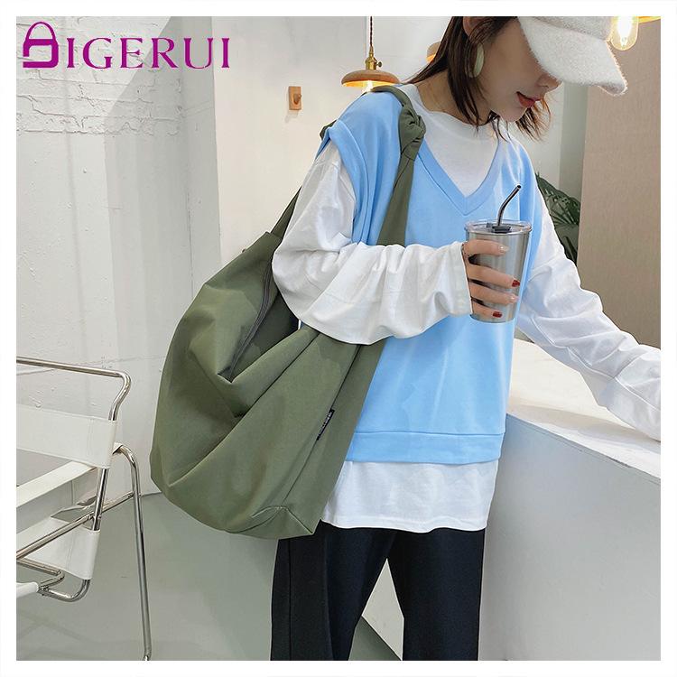 

Shoulder Bags DIGERUI 2021 Canvas Totes Women Casual Wild Ladies Handbags Solid Color Bag Simple Female Messenger, Black