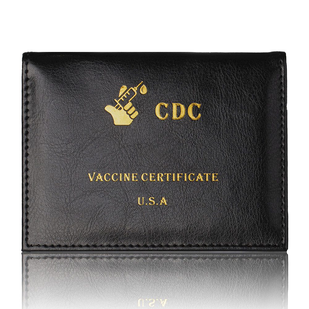 

CDC PU Leather Vaccination Card Cover Files for 4*3inch Vaccinated Cards Holder Record-card Protector Protective
