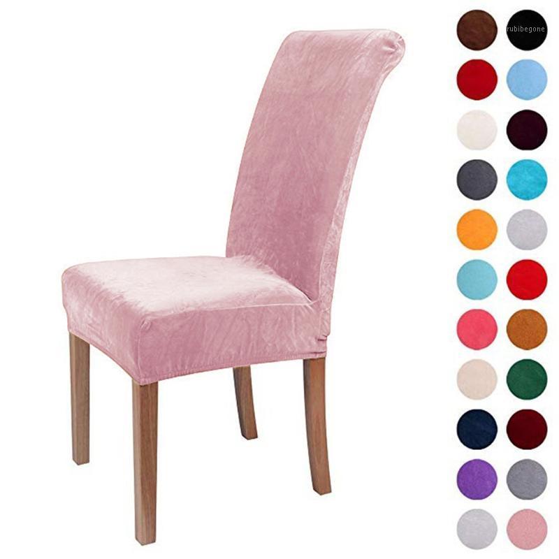 

Elastic Velvet Stretch Chair Cover Soild Color Slipcovers Seat Case Covers For Dining Room Kitchen Wedding El D30