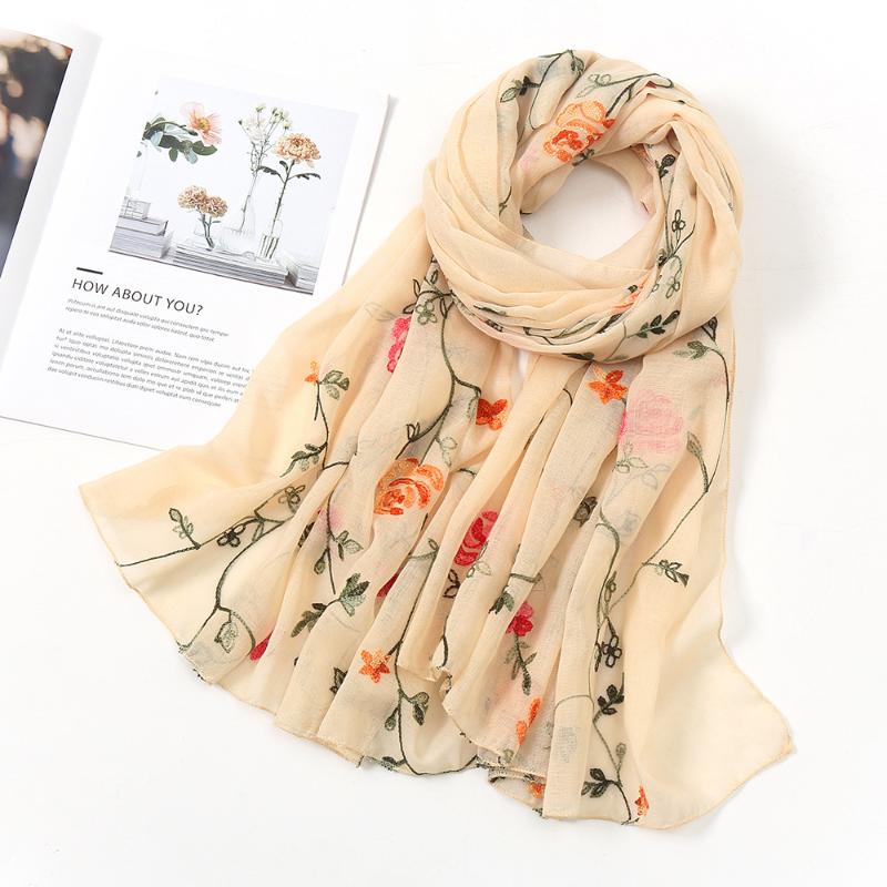 

Berets 2021 Spain Luxury Fashion Stitch Floral Viscose Shawl Scarf High Quality Print Wrap Snood Bufandas Muslim Hijab Sjaal, Blue;gray