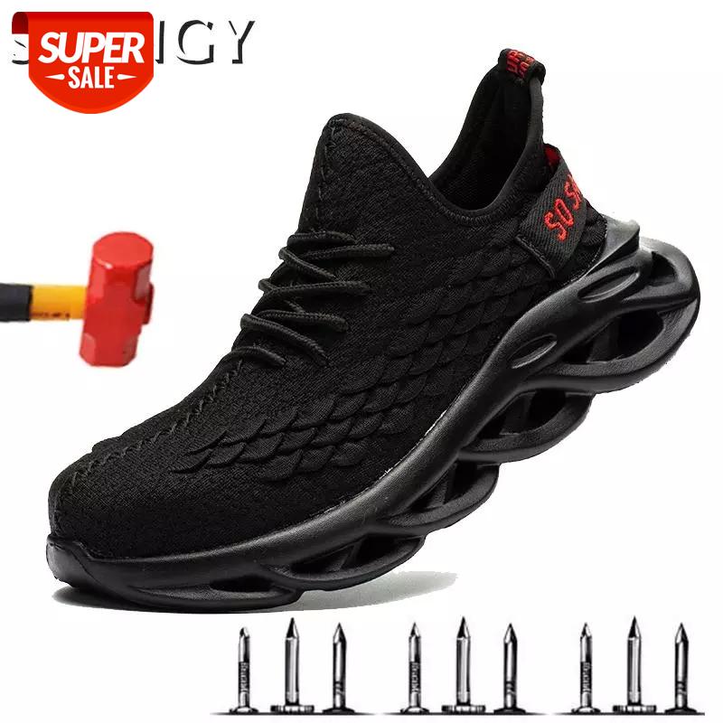 

2020 Work Safety Shoes Men Outdoor New Fashion Blade Bottom Mens Sneakers Ultra Light Soft Bottom Anti Smashing Work Male Shoes #247j