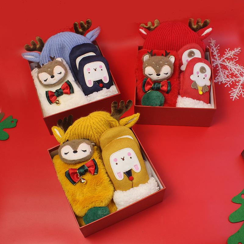 

Scarves 2021 Year Gifts Christmas Gift Box Hat Scarf Gloves Winter Warm Accessories Fur Girls And Boys
