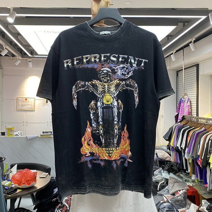 

2021 New Vintage T-shirt Men Women Printed Angel Riding Represent Tee Tops Destroy Clothing Customized Products W47q