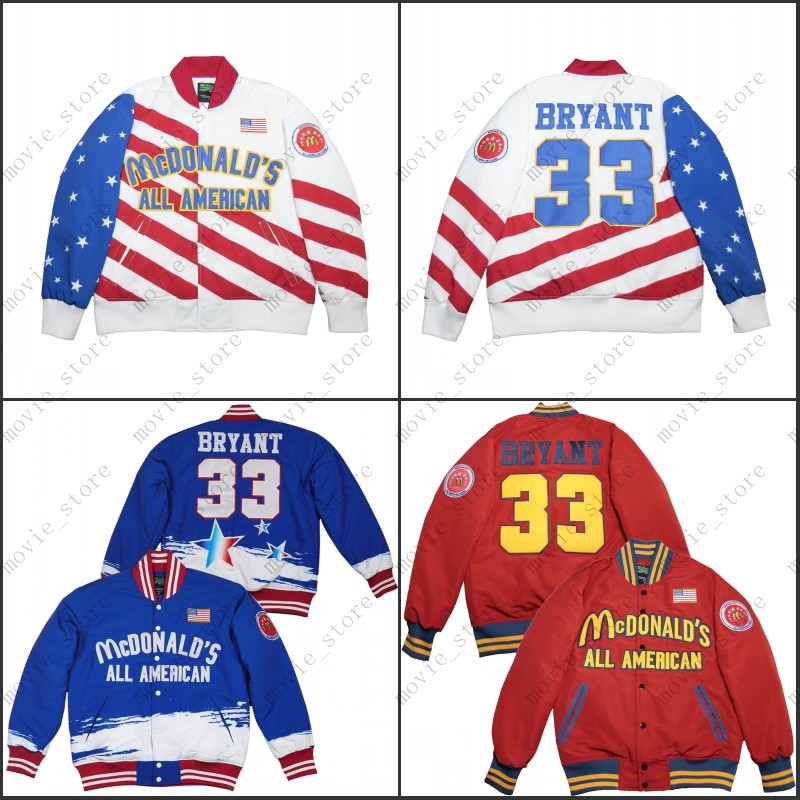 

Men's McDonald's All American 33 Bryant Sports Baseball Jackets Stitched, Black;white