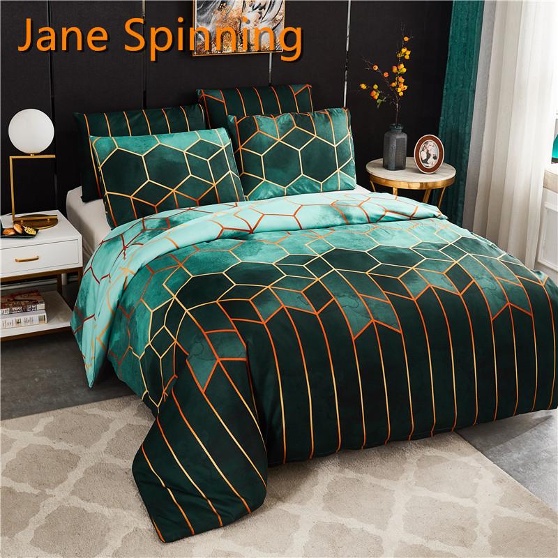 

Nordic Geometric Plaid Gilt Duvet Cover Set 240x220 King Size Bedding Sets Pillowcase Double Queen Quilt Covers (No Bed Sheet, Geometric 08