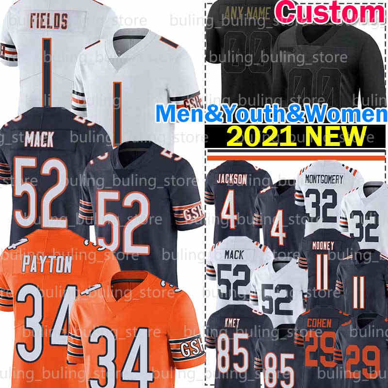 

1 Justin Fields Jersey 52 Khalil Mack 34 Walter Payton Andy Dalton Football Eddie Jackson Nick Foles Darnell Mooney ChicagoBearsGale Sayers David Montgomery, 2020 new jersey