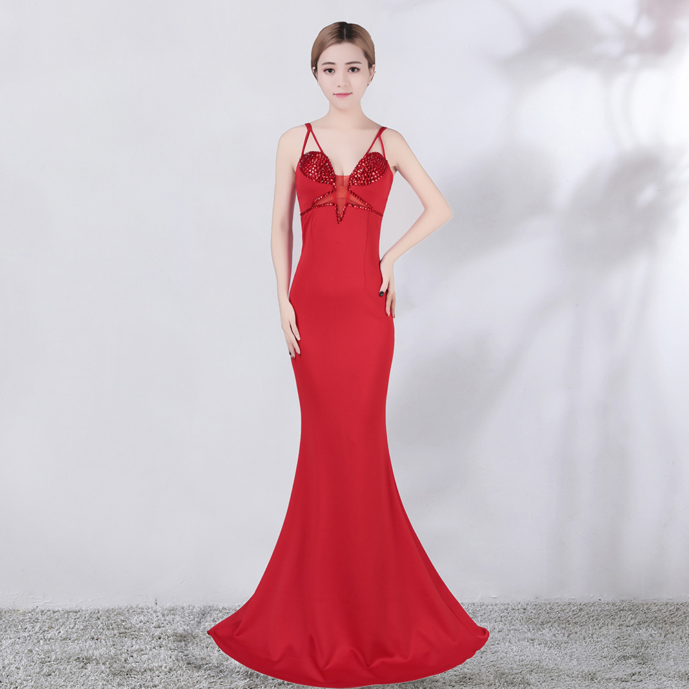 

Womem Deep v Off Shoulder Backless Female Elegant Shinny Sequin Maxi Mermaid Dress Sexy Nightclub Party Dresses Xnsi, Black